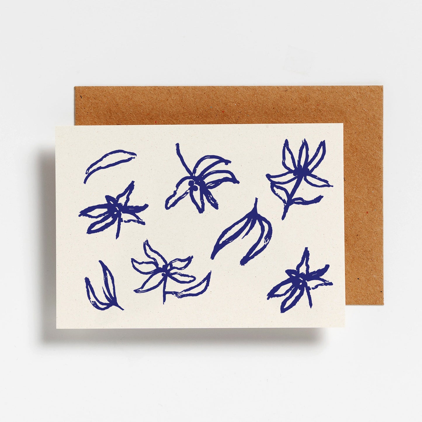 WENSKAART - BLUE LEAVES AND FLOWERS