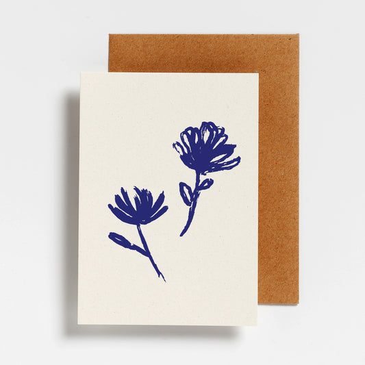 WENSKAART - BLUE TWO FLOWERS